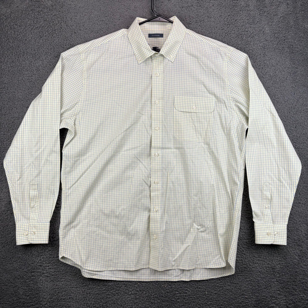 Turtleson Mens XL Classic Fit Long Sleeve Button Down Shirt Yellow Blue Gingham